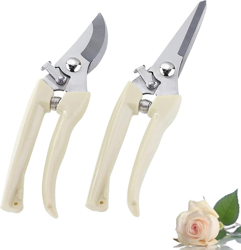 Leize Flower Scissors Set, 2 Pack Premium Thickened Stainless Steel Floral Shears, Strong Pruner for Flowers, Branches and Leaves, Upgrade - Image 1